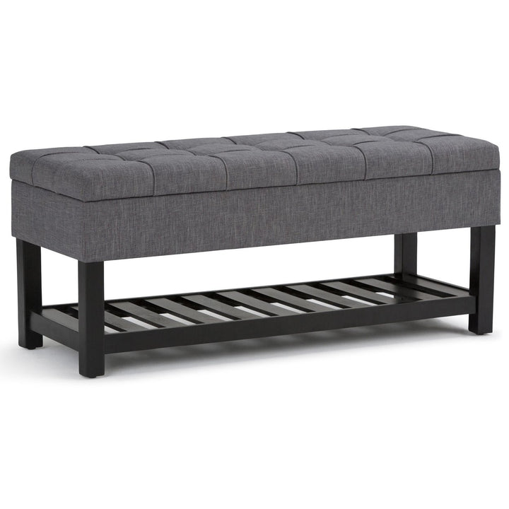 Saxon Ottoman Bench Storage Linen Tufted 43.5in Entryway Living Room Furniture Image 1