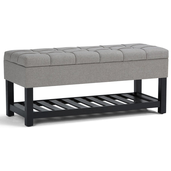 Saxon Ottoman Bench Storage Linen Tufted 43.5in Entryway Living Room Furniture Image 1