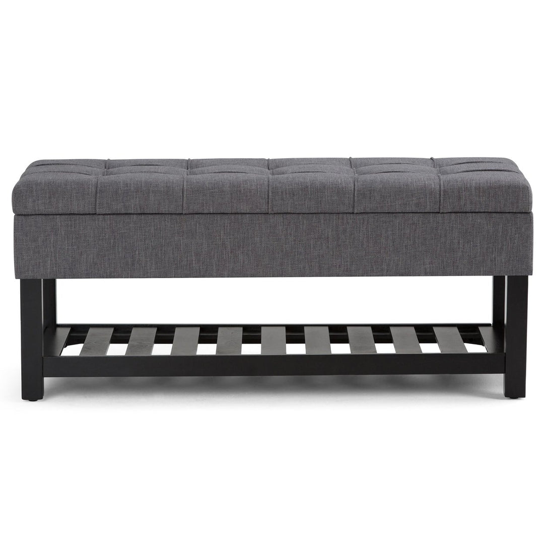 Saxon Ottoman Bench Storage Linen Tufted 43.5in Entryway Living Room Furniture Image 5