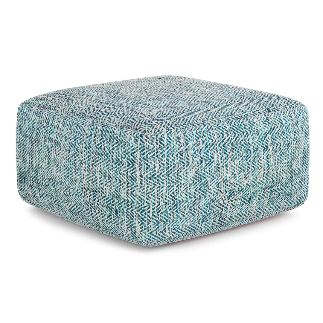 Nate Cube Pouf Cotton Handwoven 20x20x10 Multi-functional Accent Seat Beige Image 2