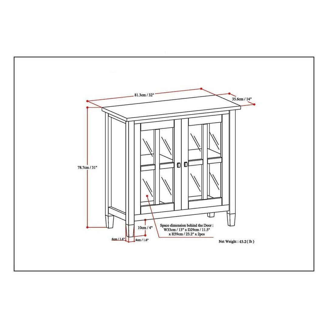 Warm Shaker Low Storage Cabinet Solid Wood Rustic Glass Doors Adjustable Shelves Image 12