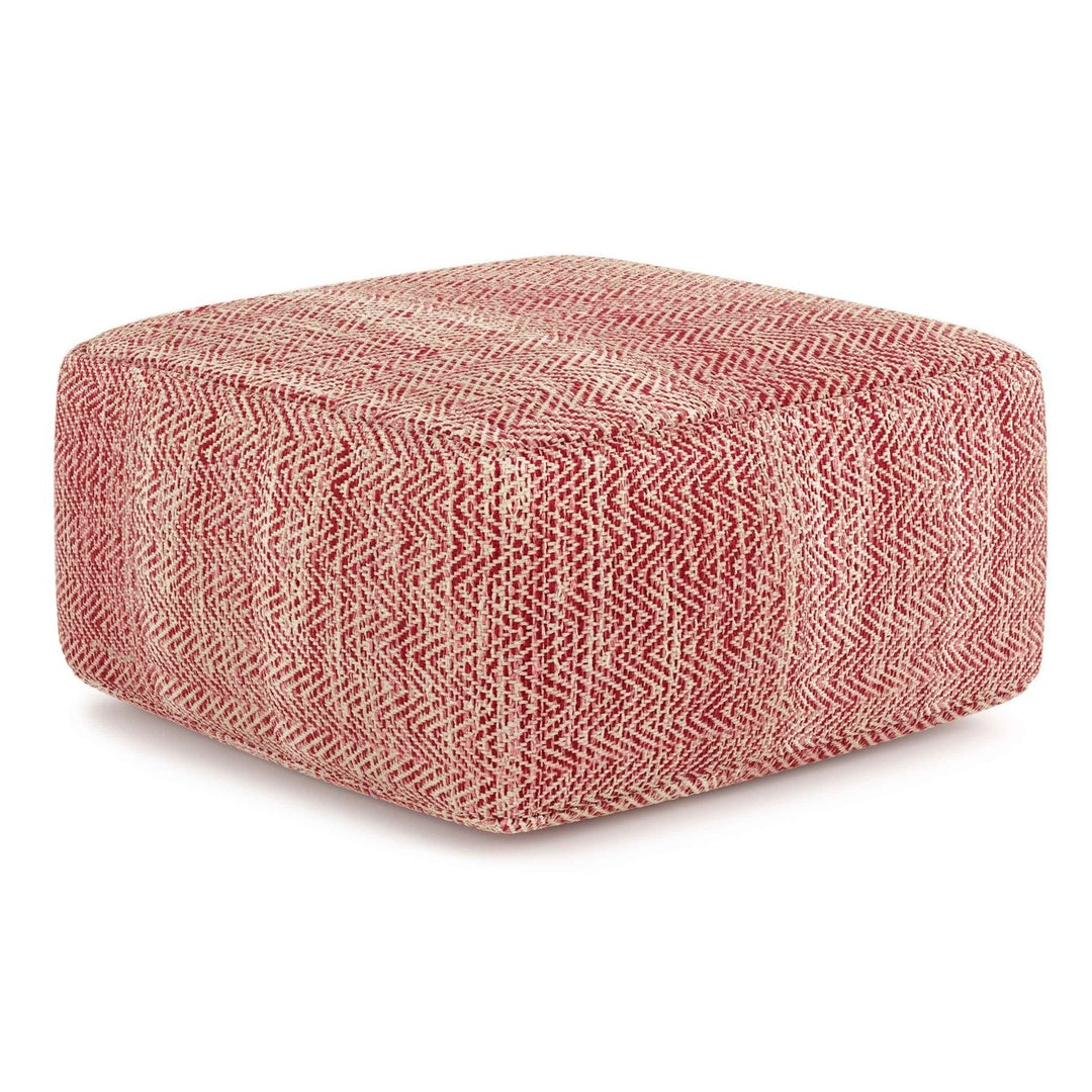 Nate Cube Pouf Cotton Handwoven 20x20x10 Multi-functional Accent Seat Beige Image 1