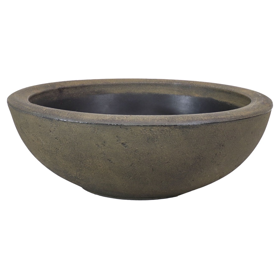 Sunnydaze 20.75 in Percival Round Polyresin Outdoor Planter - Sable Image 1