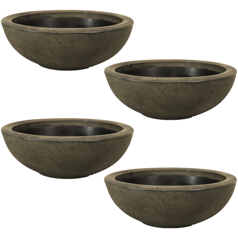 Sunnydaze 20.75 in Percival Round Polyresin Outdoor Planter - Sable - 4pk Image 1