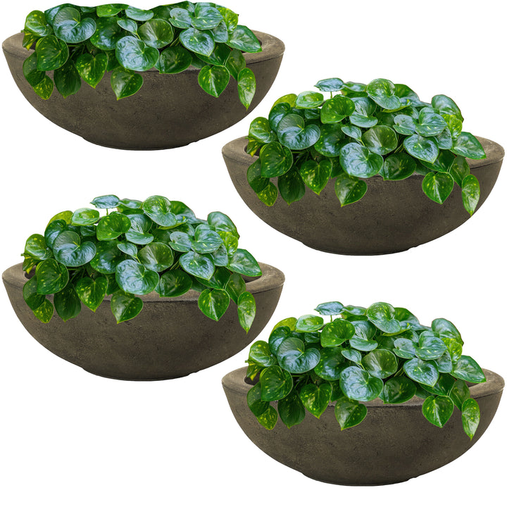 Sunnydaze 20.75 in Percival Round Polyresin Outdoor Planter - Sable - 4pk Image 5