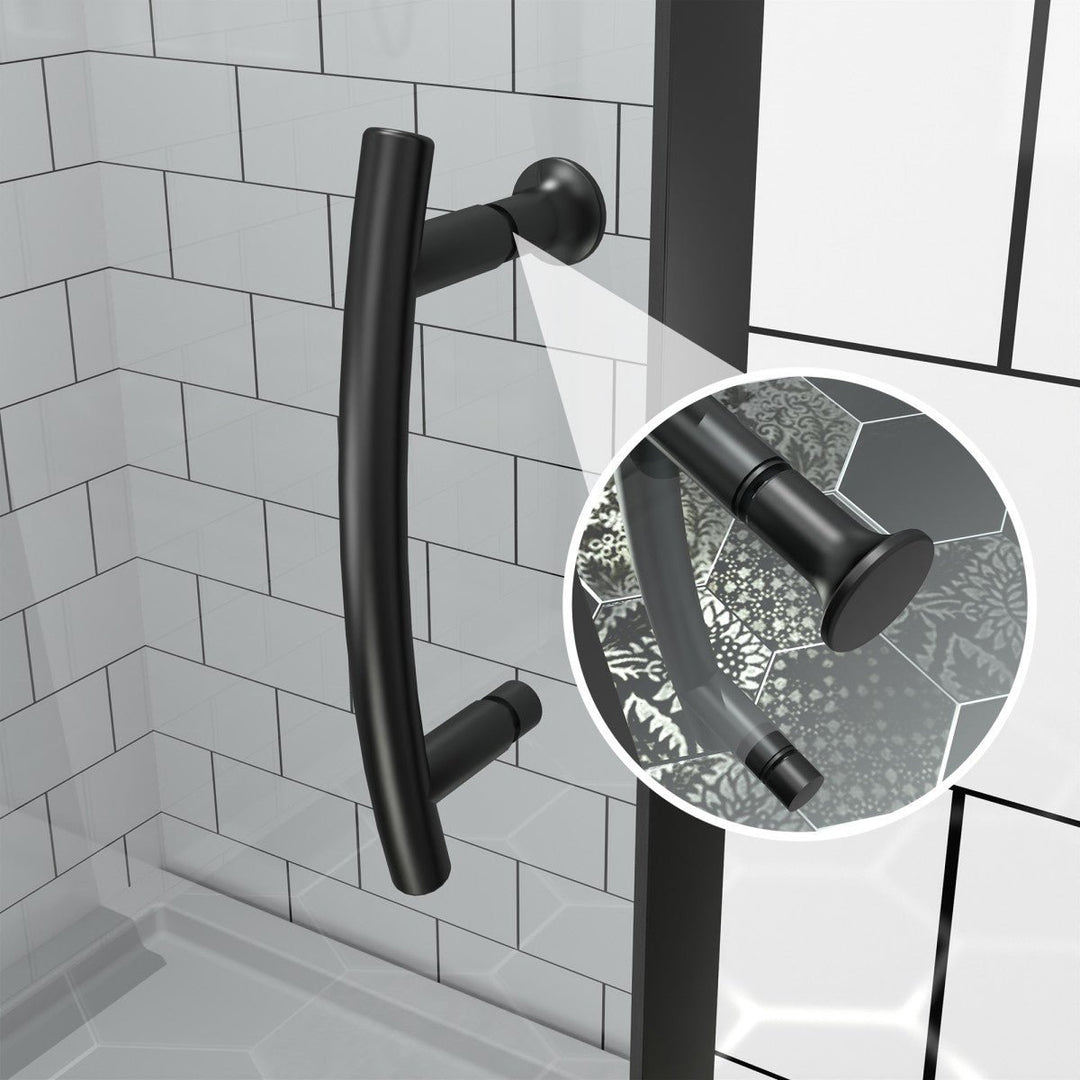 Flexi Showers 28-32" W x 72" H Glass Shower Doos Semi-Frameless,6mm Clear Tempered Glass Panel, Black Finish Image 6