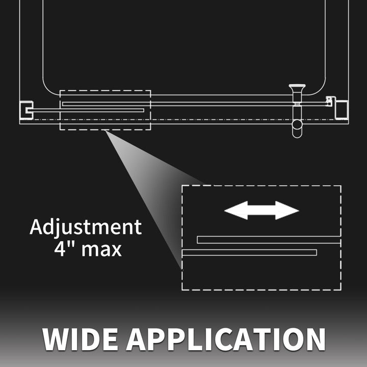 Flexi Showers 28-32" W x 72" H Glass Shower Doos Semi-Frameless,6mm Clear Tempered Glass Panel, Black Finish Image 7