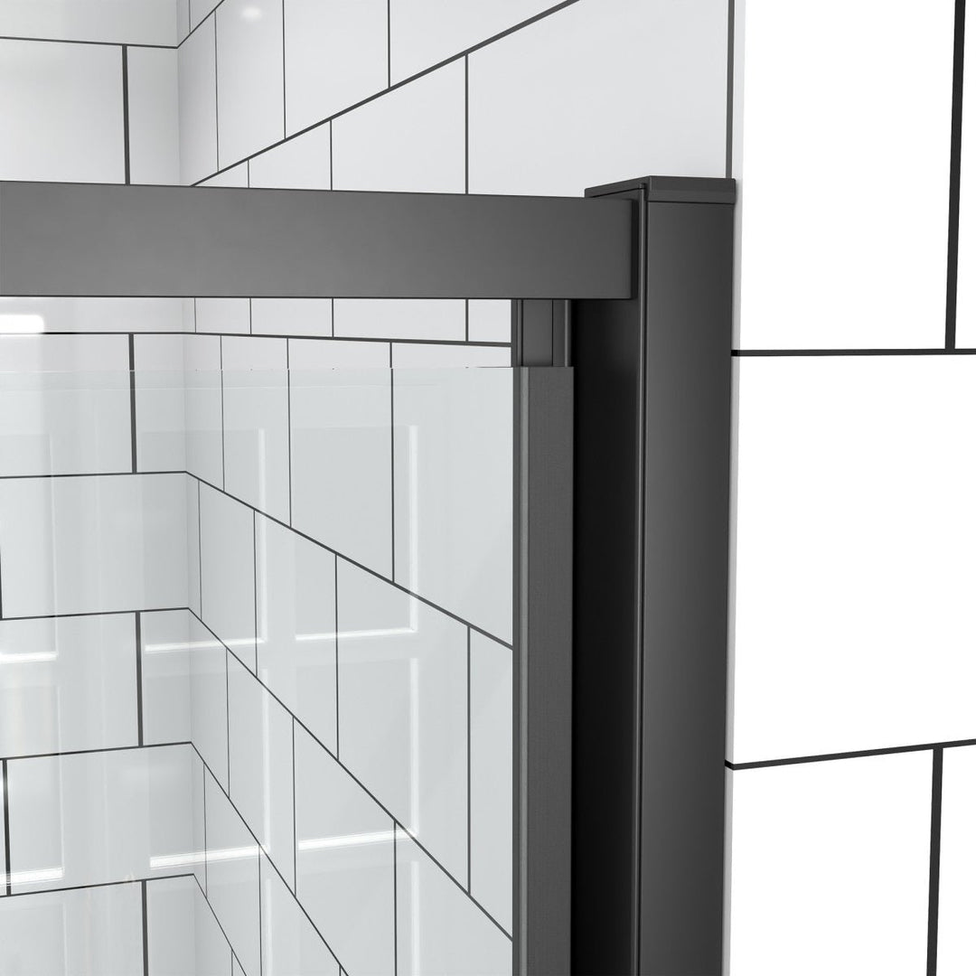 Flexi Showers 28-32" W x 72" H Glass Shower Doos Semi-Frameless,6mm Clear Tempered Glass Panel, Black Finish Image 12