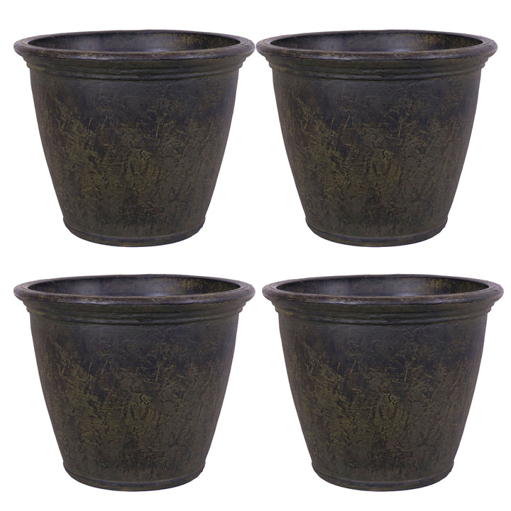 Sunnydaze 24 in Anjelica Unbreakable Polyresin Planter - Sable - Set of 4 Image 1