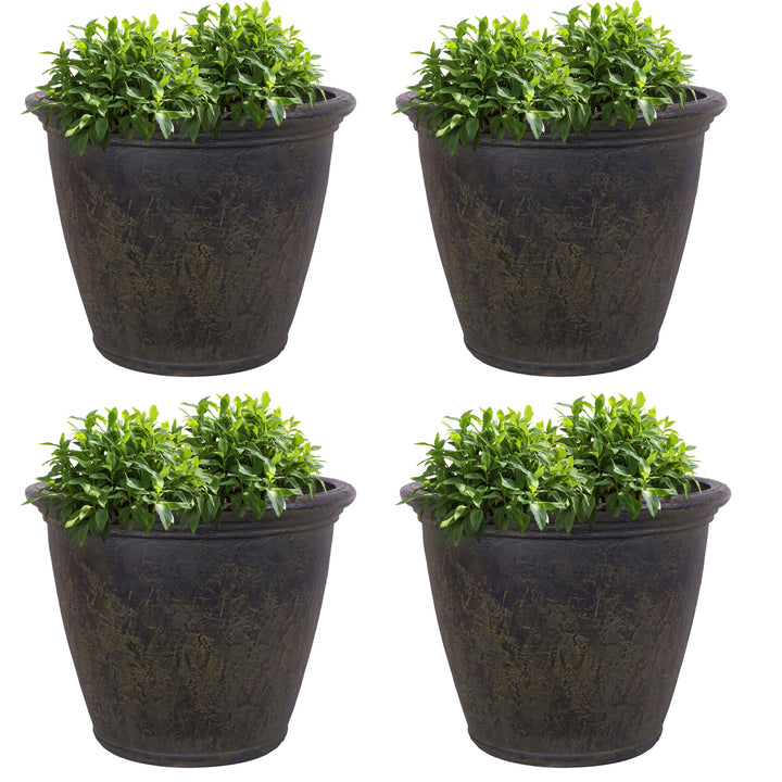 Sunnydaze 24 in Anjelica Unbreakable Polyresin Planter - Sable - Set of 4 Image 5