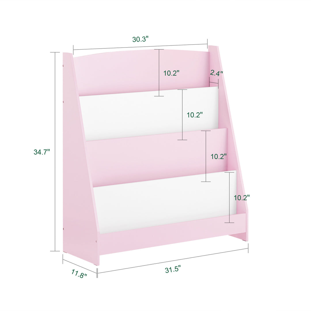 Haotian KMB32-P White 4-Tier Bookshelf Kids Storage Rack Organizer Image 2