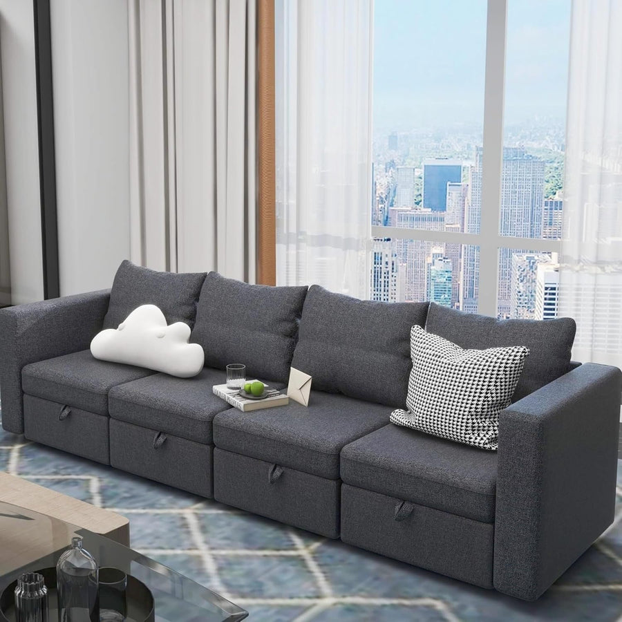 4-Seater Sectional Couches with Storage Sectionals Modular Sofa Sectionals Couch for Livingroom Sofa Couch Polyester Image 1