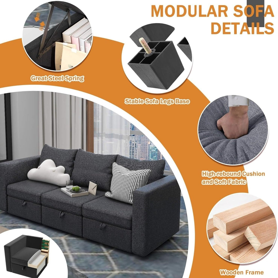 4-Seater Sectional Couches with Storage Sectionals Modular Sofa Sectionals Couch for Livingroom Sofa Couch Polyester Image 3