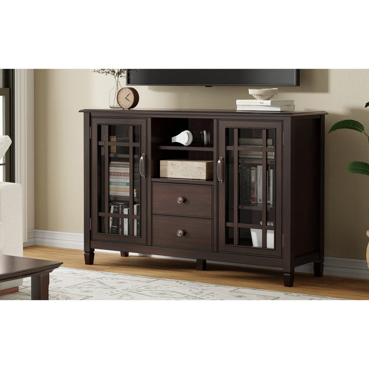 Connaught Tall TV Stand Solid Wood Dark Chestnut for TVs up to 60 Inches Image 2