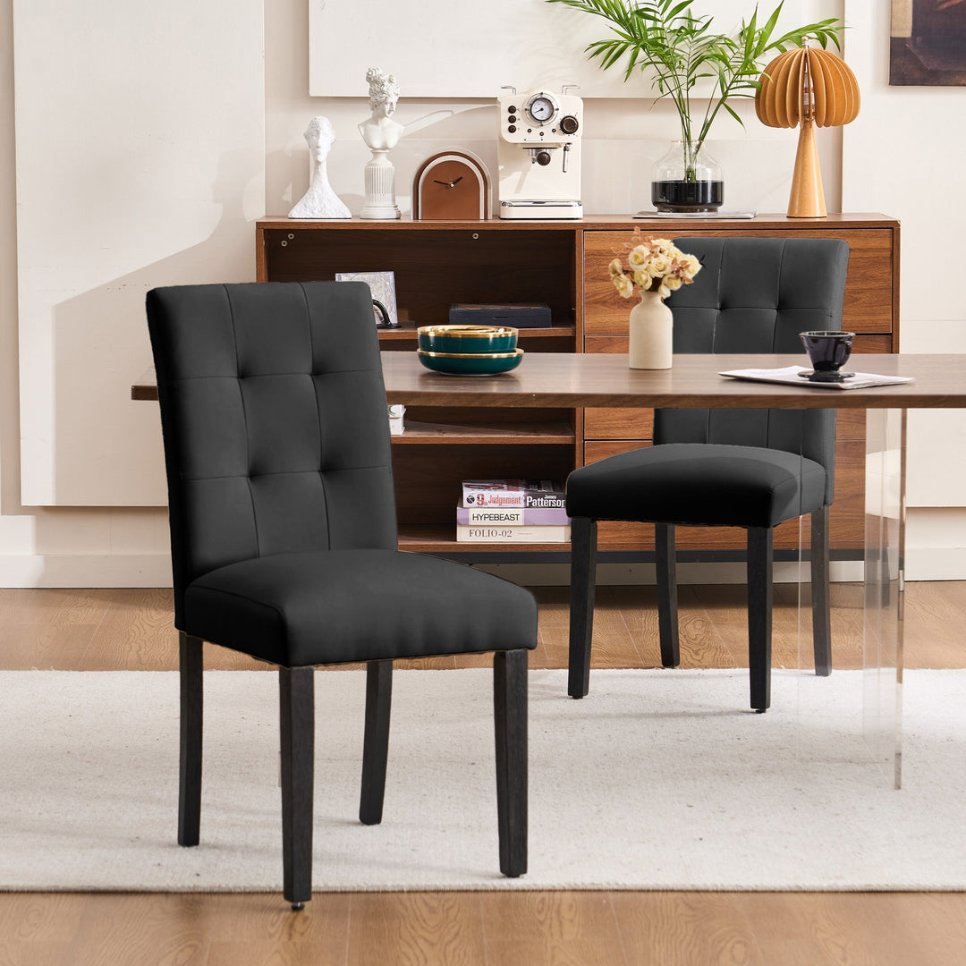 Modern Faux Leather Dining Chairs Set of 2 Kitchen Chairs  Sleek and Sophisticated Home Chair Image 6