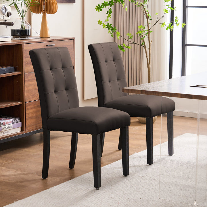 Modern Faux Leather Dining Chairs Set of 2 Kitchen Chairs  Sleek and Sophisticated Home Chair Image 9