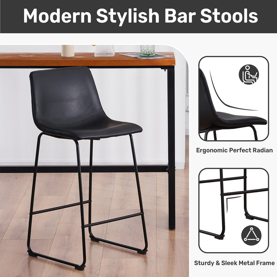 Set of 2 Counter Height Bar Stools, Modern Faux Leather Barstool, 24and30 Inch Seat Height Island Chairs, Comfortable Image 10