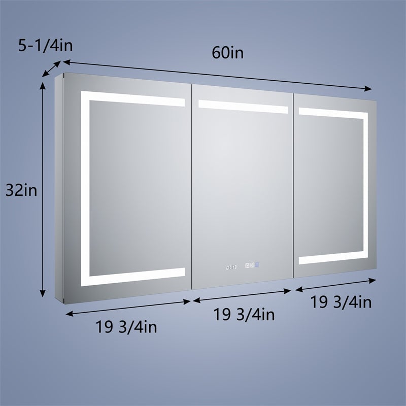 Boost-M2 LED Lighted Bathroom Medicine Cabinet 60"x32" Recessed or Surface Mount Image 2