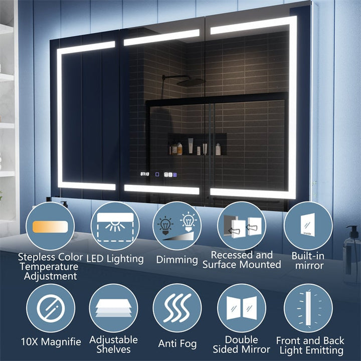 Illusion-B 60"x36" LED Lighted Mirrored Medicine Cabinet with Magnifiers Image 5