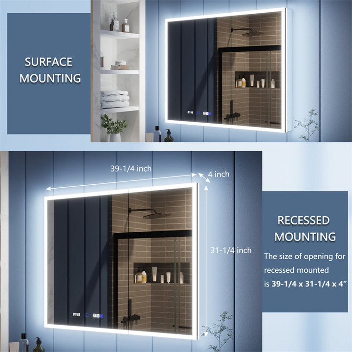 Illusion LED Lighted Medicine Cabinet 40x32 with Magnifiers and Back Light Image 3