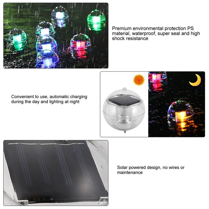 2-Pack Floating Solar Color Changing Lamps for Pool, Garden Image 3