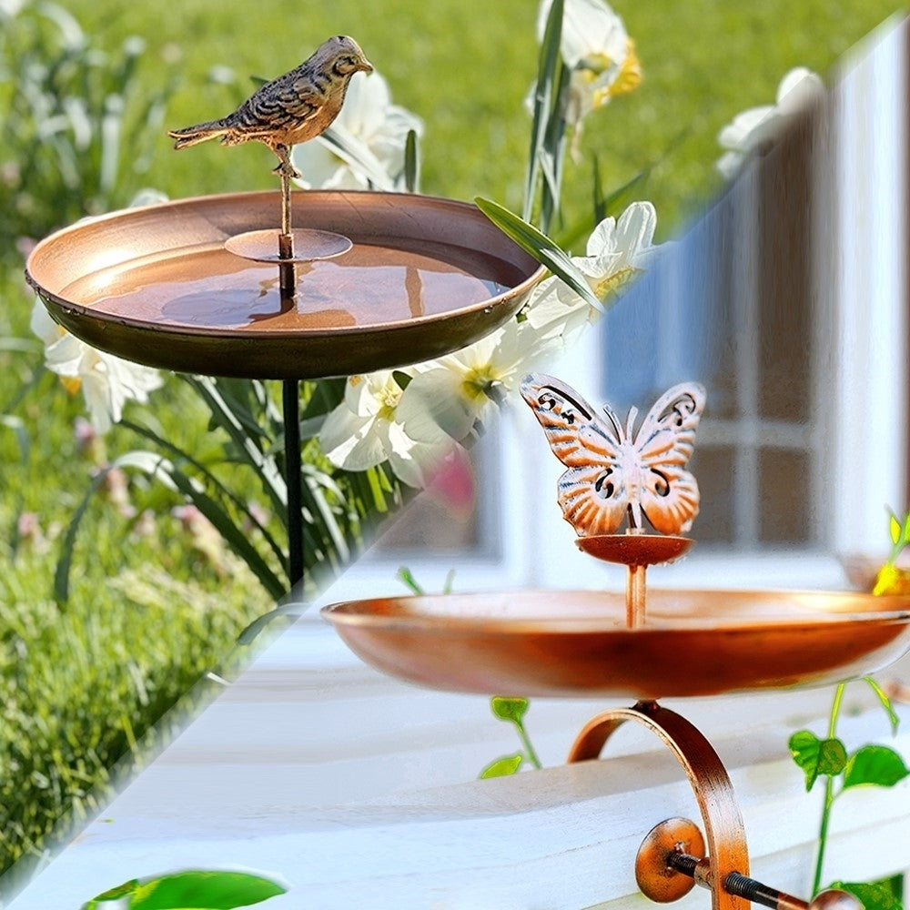 Touch Of ECO Bird Butterfly Oasis Pollinator Bird Bath Bronze Decorative Figure Image 4