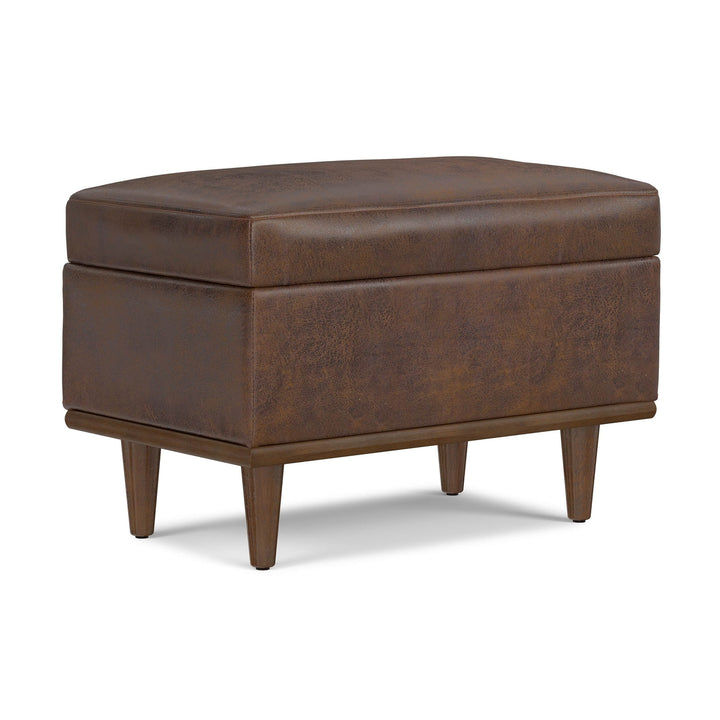 Shiloh Small Storage Ottoman in Distressed Vegan Leather Image 1