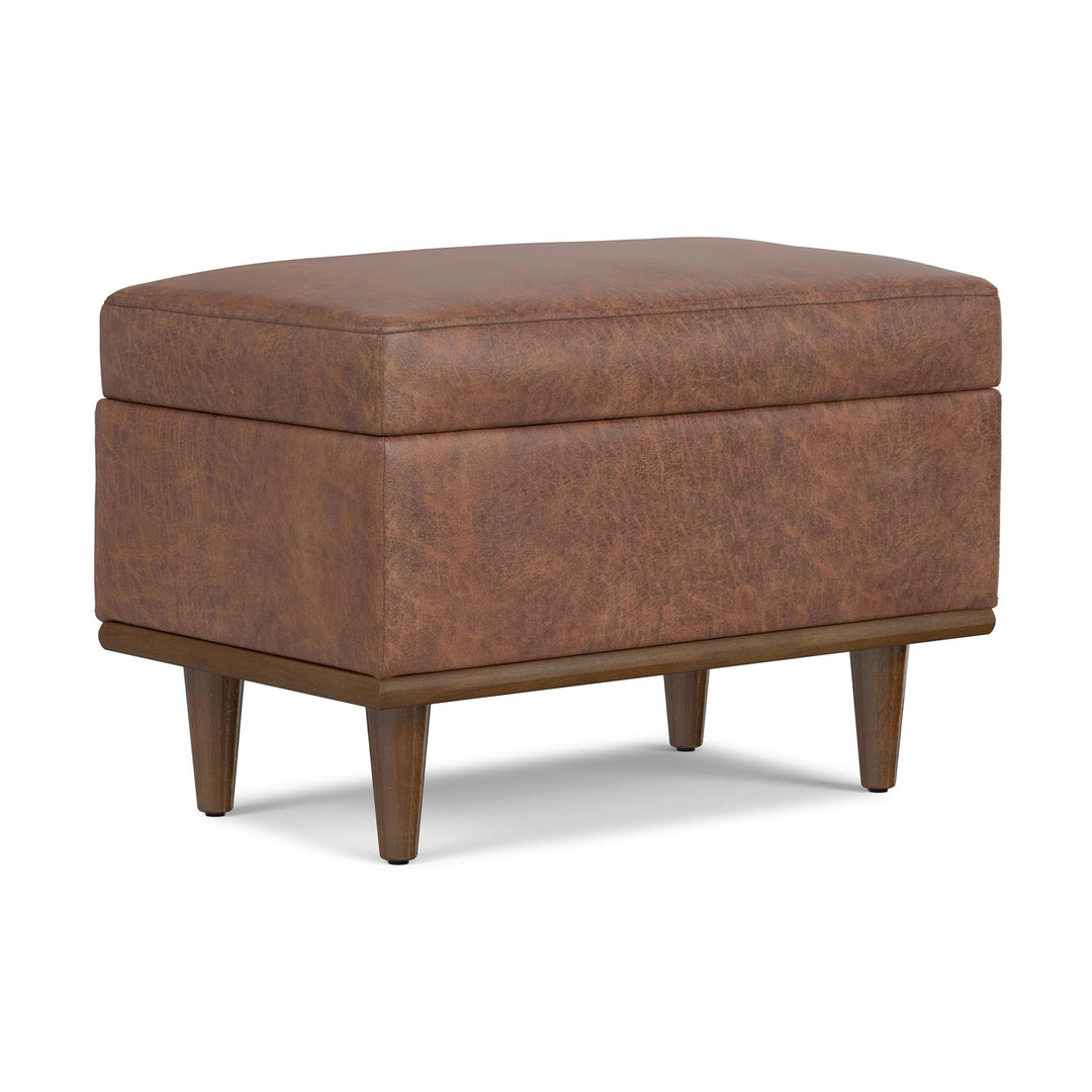 Shiloh Small Storage Ottoman in Distressed Vegan Leather Image 2