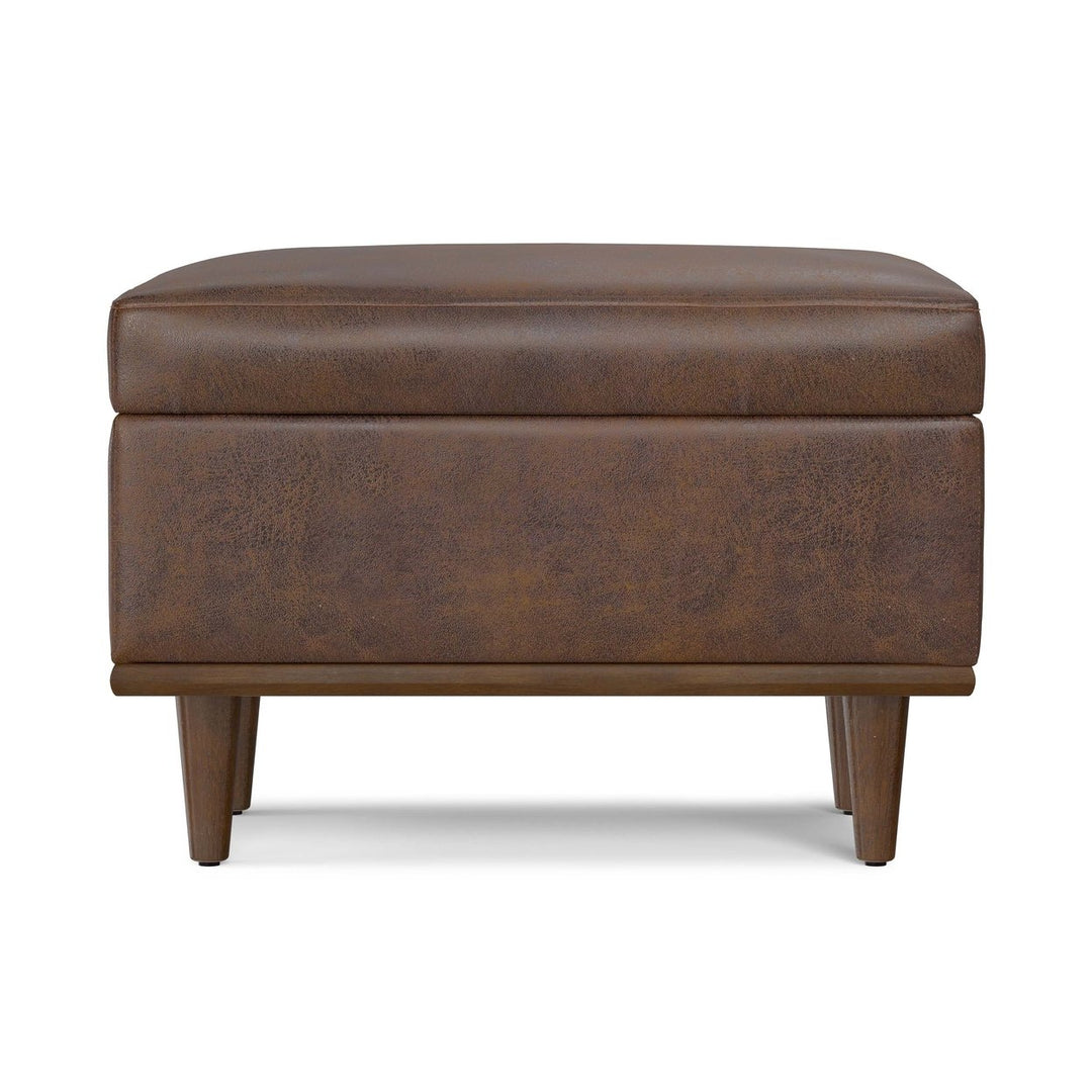 Shiloh Small Storage Ottoman in Distressed Vegan Leather Image 3