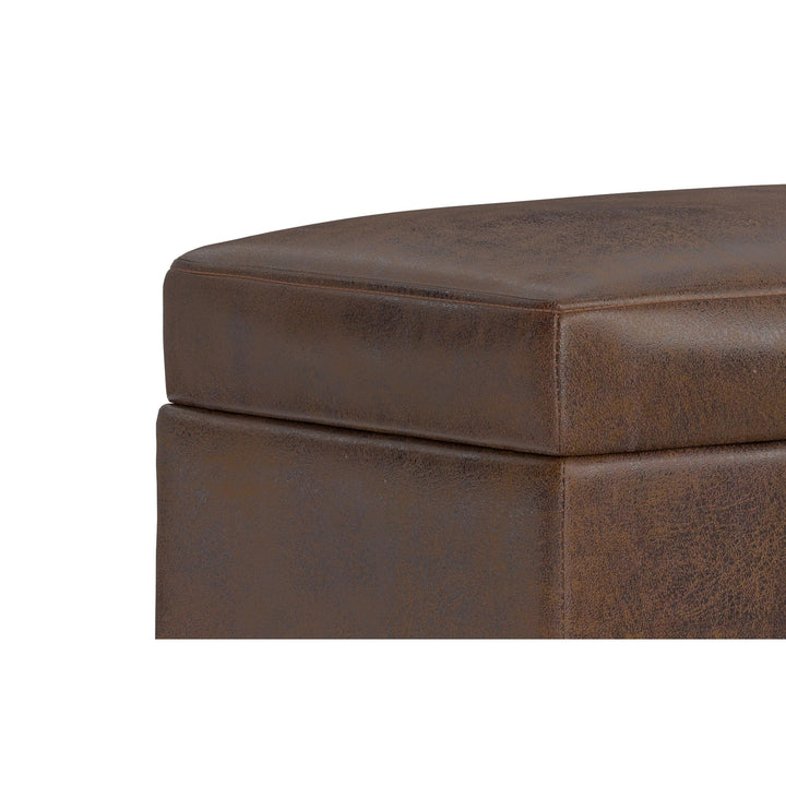 Shiloh Small Storage Ottoman in Distressed Vegan Leather Image 4