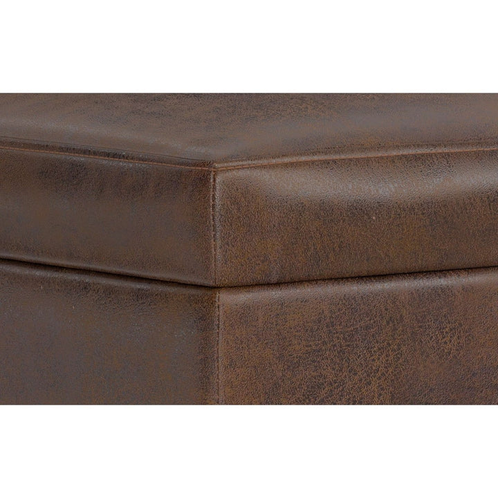 Shiloh Small Storage Ottoman in Distressed Vegan Leather Image 5