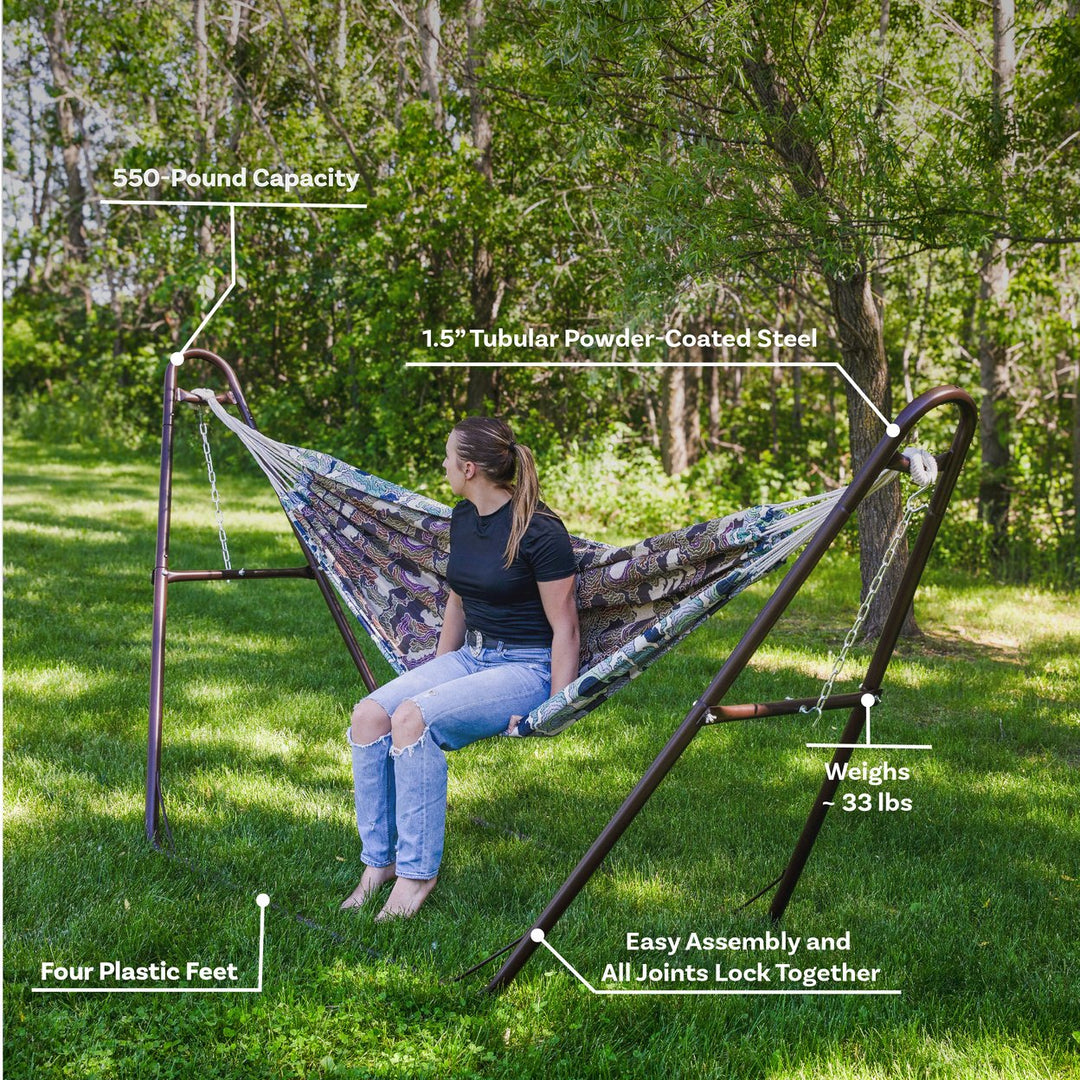 Sunnydaze Powder-Coated Steel Universal Hammock Stand - Bronze - 124 in Image 3