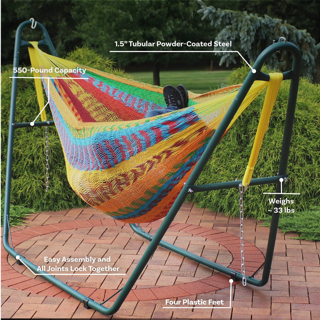 Sunnydaze Powder-Coated Steel Universal Hammock Stand - Green - 124 in Image 3