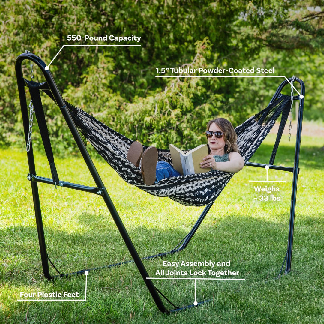 Sunnydaze Powder-Coated Steel Universal Hammock Stand - Black - 124 in Image 3