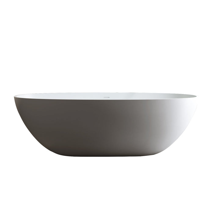 Exbrite 59 Solid Surface Matte Tub, Solid Surface Soaking Tub, Stone Resin Freestanding Bathtub,Pop-up Drain, Matte Image 7