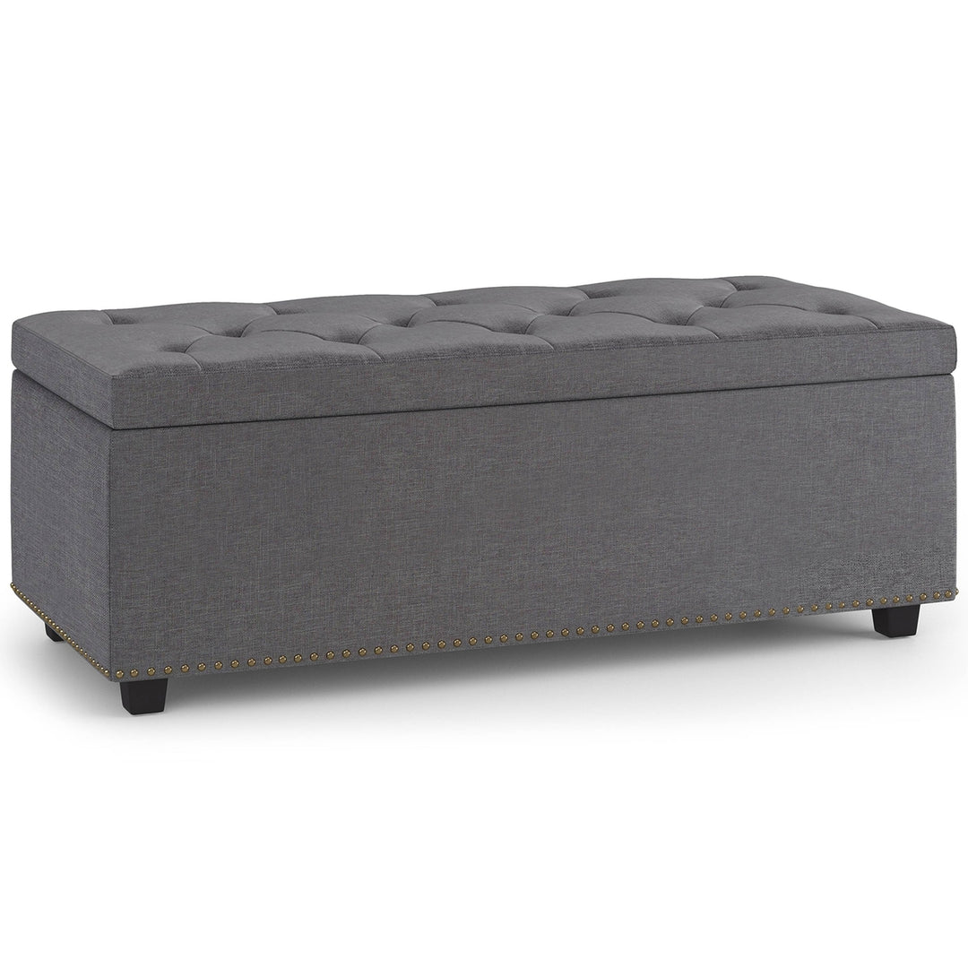 Hamilton Lift Top Storage Ottoman Faux Leather 44in Wide Elegant Seating Solution Image 4