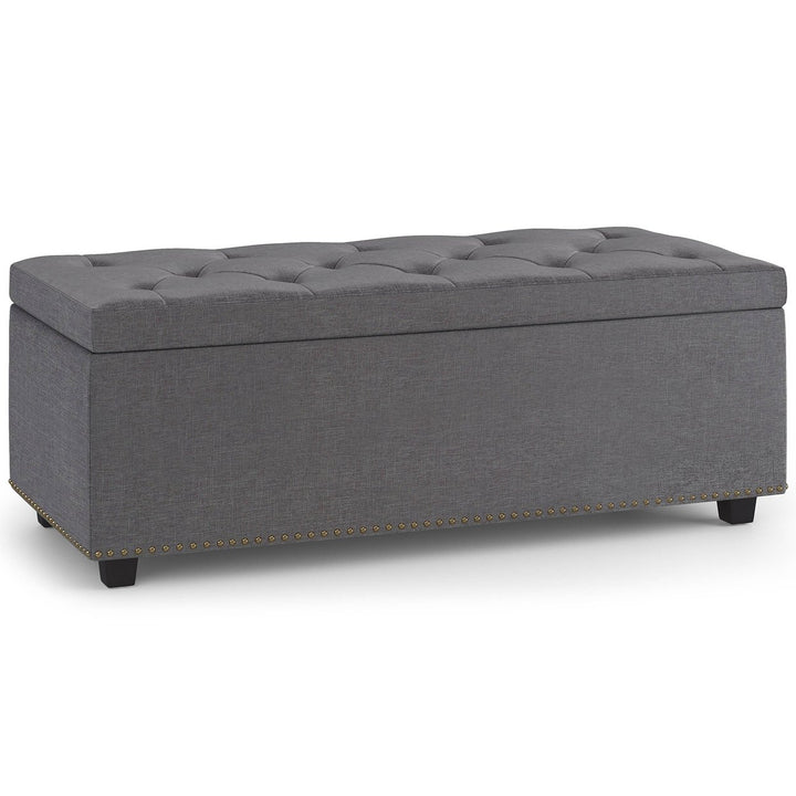 Hamilton Lift Top Storage Ottoman Faux Leather 44in Wide Elegant Seating Solution Image 1