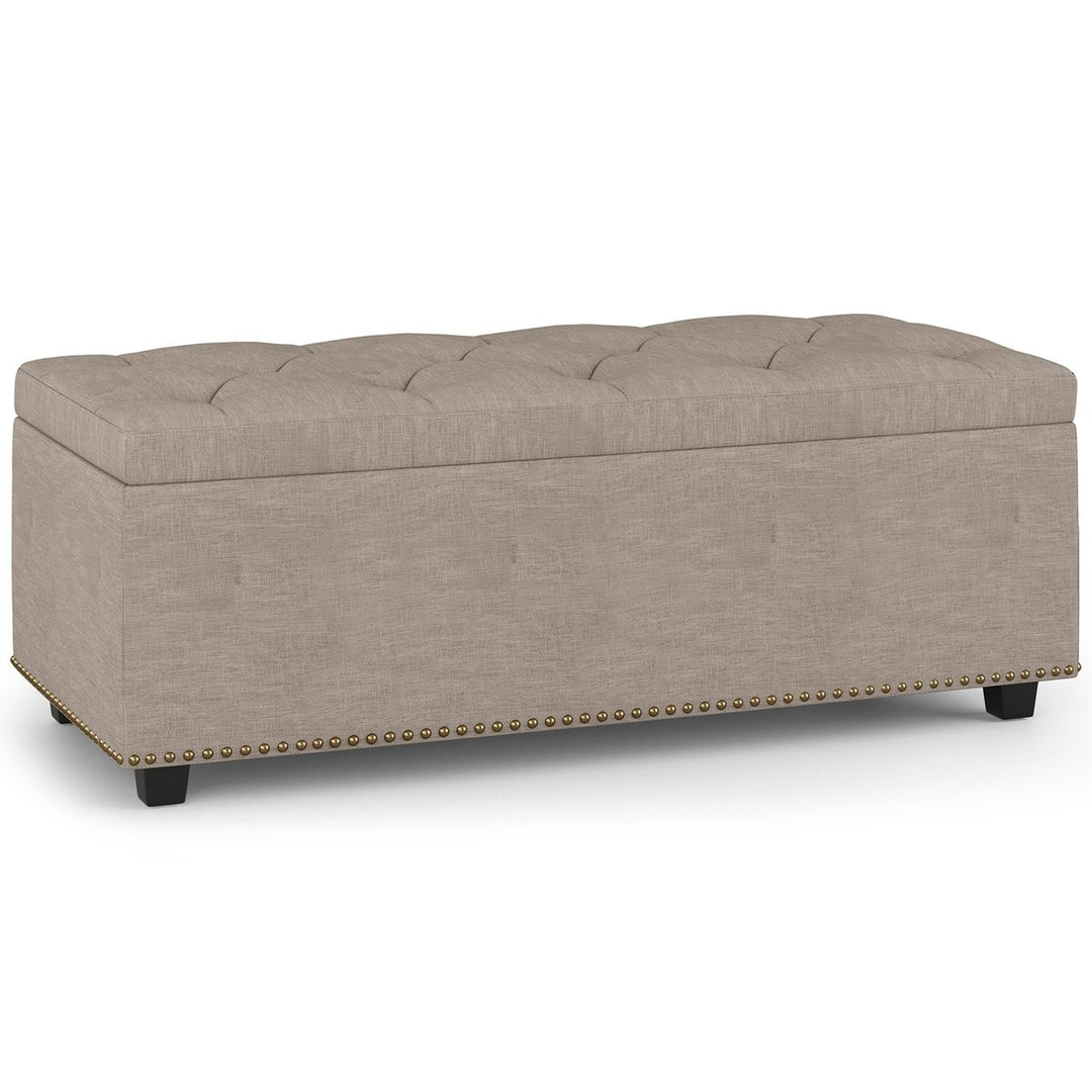 Hamilton Lift Top Storage Ottoman Faux Leather 44in Wide Elegant Seating Solution Image 5