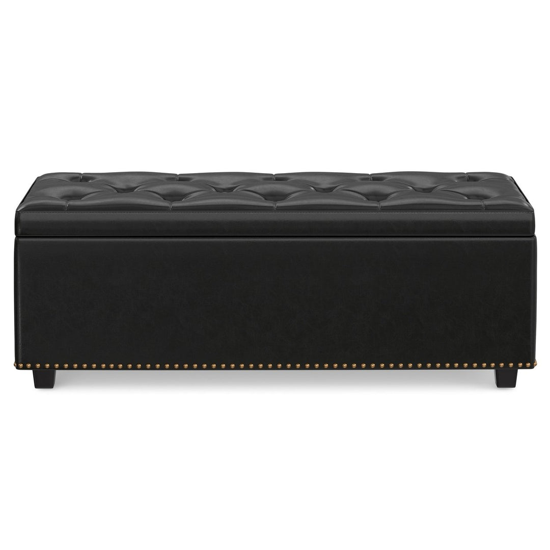 Hamilton Lift Top Storage Ottoman Faux Leather 44in Wide Elegant Seating Solution Image 6