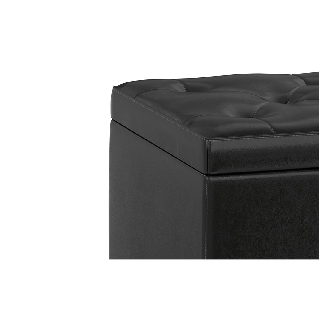 Hamilton Lift Top Storage Ottoman Faux Leather 44in Wide Elegant Seating Solution Image 8