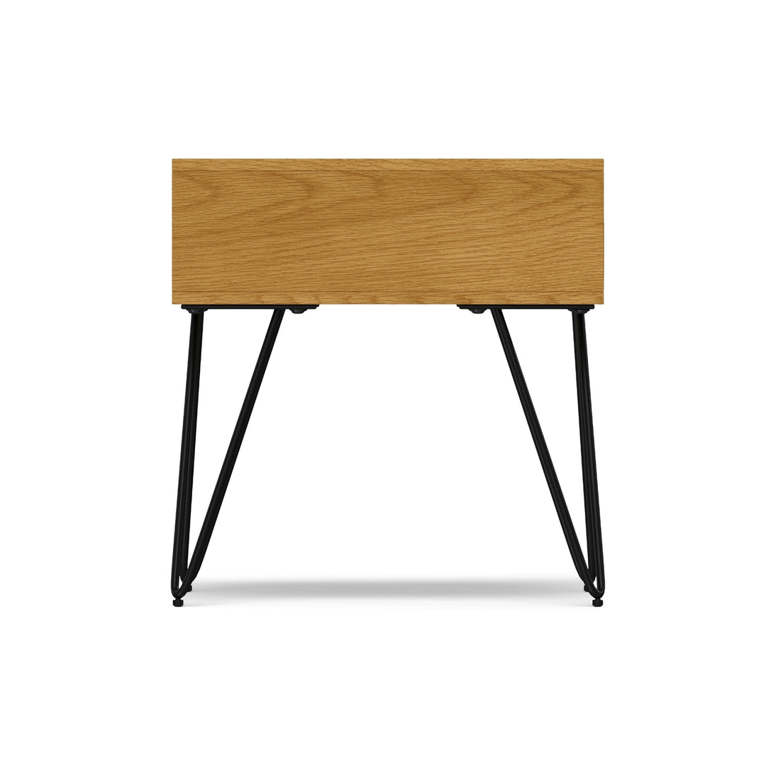 Hunter End Table Oak Wood Industrial Side Table with Metal Hairpin Legs 22in Image 6