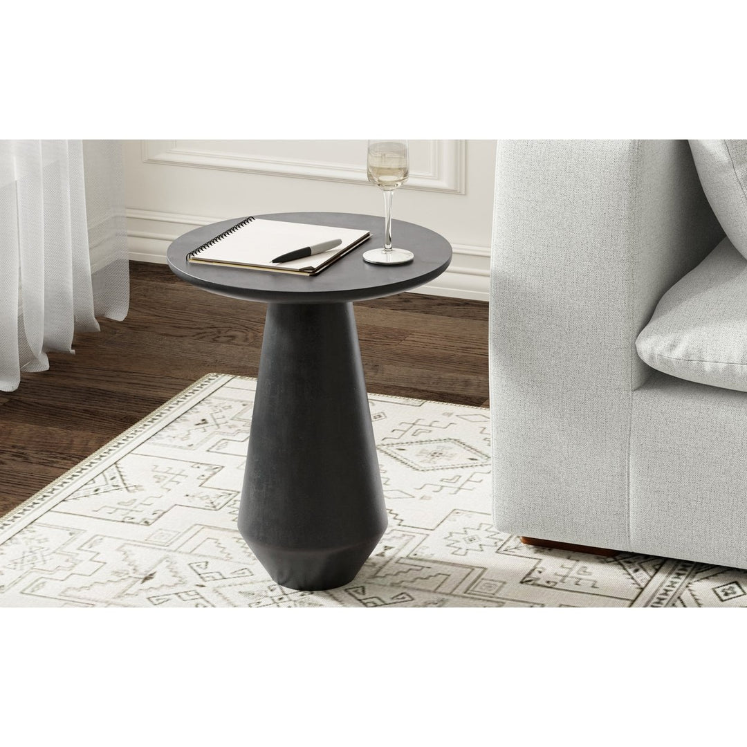 Gloria Side Table Graphite Finish Handcrafted Metal Round Top Living Room Furniture Image 2