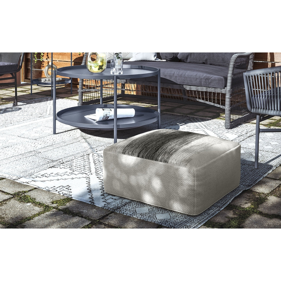 Sabella Square Woven Pouf Indoor Outdoor Grey Striped 20x20 Eco-Friendly Image 2