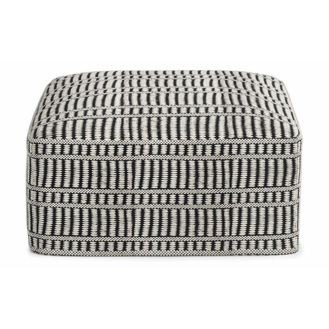 Safford Indoor Outdoor Pouf 20in Woven Polyester Black White Striped Eco Friendly Image 3