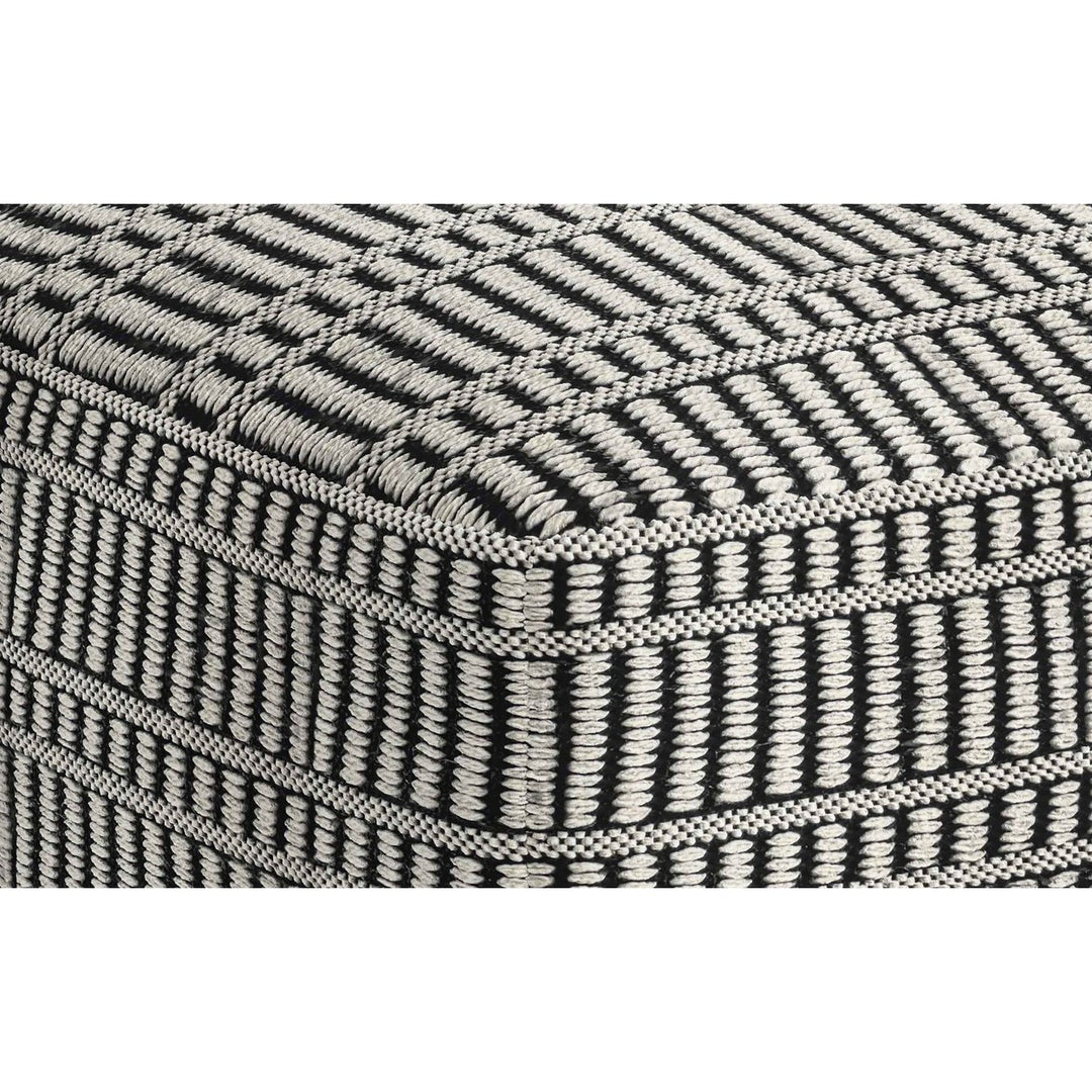 Safford Indoor Outdoor Pouf 20in Woven Polyester Black White Striped Eco Friendly Image 4