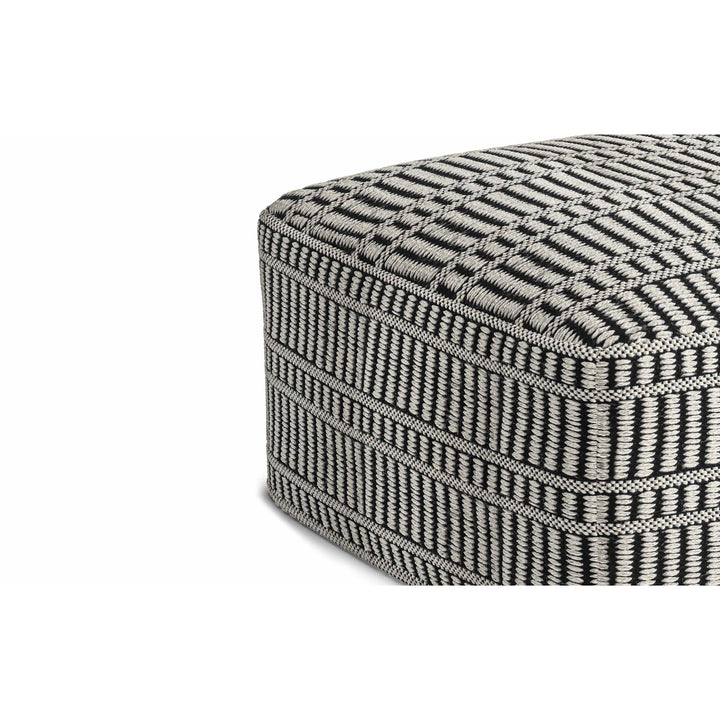 Safford Indoor Outdoor Pouf 20in Woven Polyester Black White Striped Eco Friendly Image 5