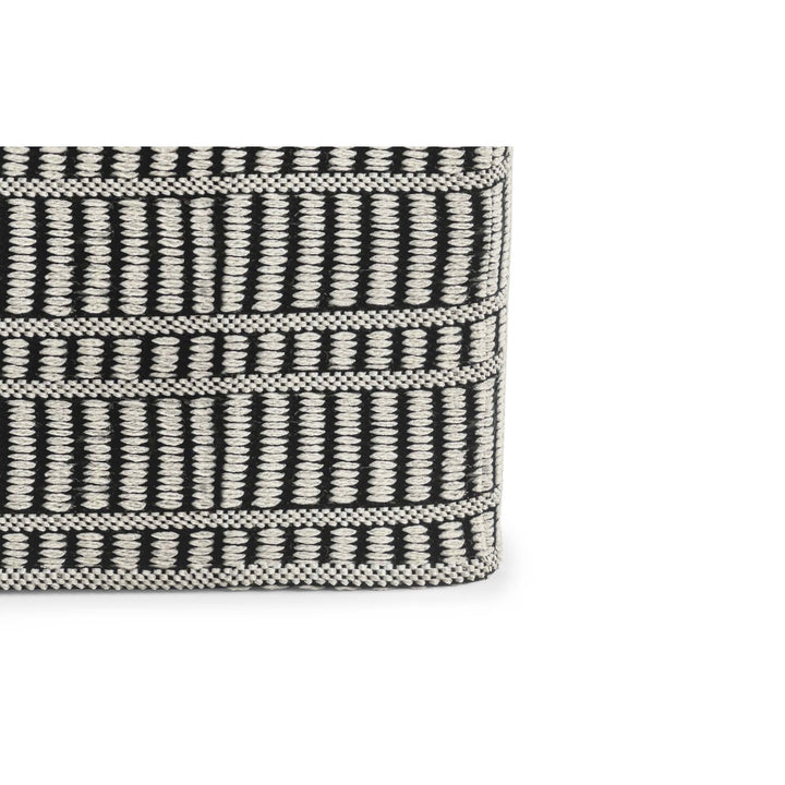 Safford Indoor Outdoor Pouf 20in Woven Polyester Black White Striped Eco Friendly Image 6