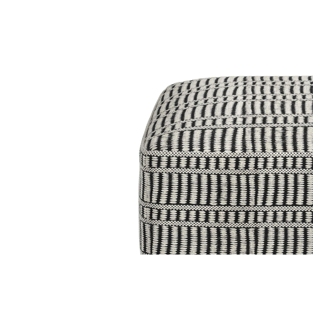 Safford Indoor Outdoor Pouf 20in Woven Polyester Black White Striped Eco Friendly Image 7