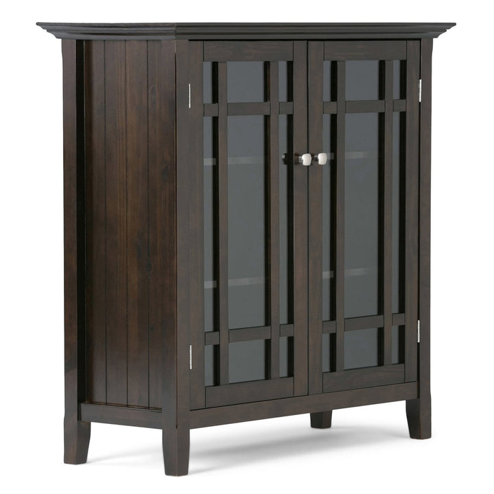 Bedford Medium Storage Cabinet Solid Wood Glass Doors Adjustable Shelves Rustic Design Image 2