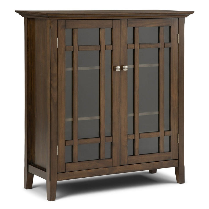 Bedford Medium Storage Cabinet Solid Wood Glass Doors Adjustable Shelves Rustic Design Image 3